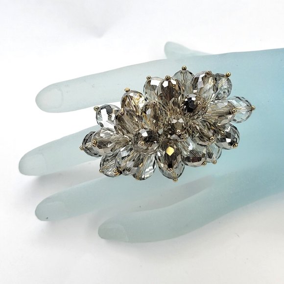 Swaroski Crystal Ring Flamboyant Unique Crystal Bicone Beaded Cluster Ring - Picture 11 of 12